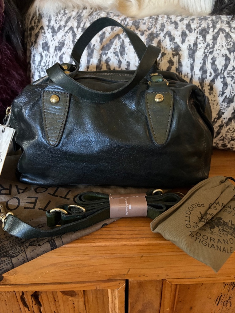 Campomaggi Handbag Bottle Green